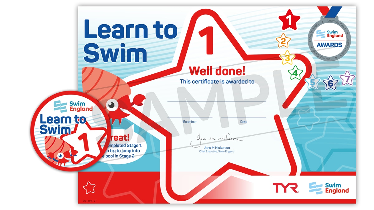 Learn to swim stage 1 - 7 awards